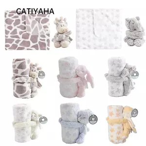 CATIYAHA 2 Cái / bộ Chăn Ngủ Cho Bé Sơ Sinh, Quà Tặng Cho Bé 75 * 100cm Chăn Sang Trọng, Thú Nhồi Bông Mềm Flannel Bunny Thiết Kế Chăn Ngủ Cho Bé