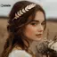 KUZHEN Lá Vàng Mũ Vương Miện Tiara Tóc Vòng Mũ Đội Đầu Nữ Thần Hy Lạp Đầu Trang Sức Cô Dâu Cưới Phụ Kiện Tóc HOT