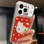 Ốp lưng iPhone Mạ họa tiết da Đỏ họa tiết Hello Kitty iPhone 17 16 15 14 13 12 11 Pro Max Plus Max