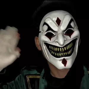 AA Mới Joker Full Face Mask Ngộ nghĩnh Răng Vàng Lớn Mặt nạ Cười Cậu Bé Mát Mũ Đội Đầu Halloween Cosplay Đạo Cụ VN