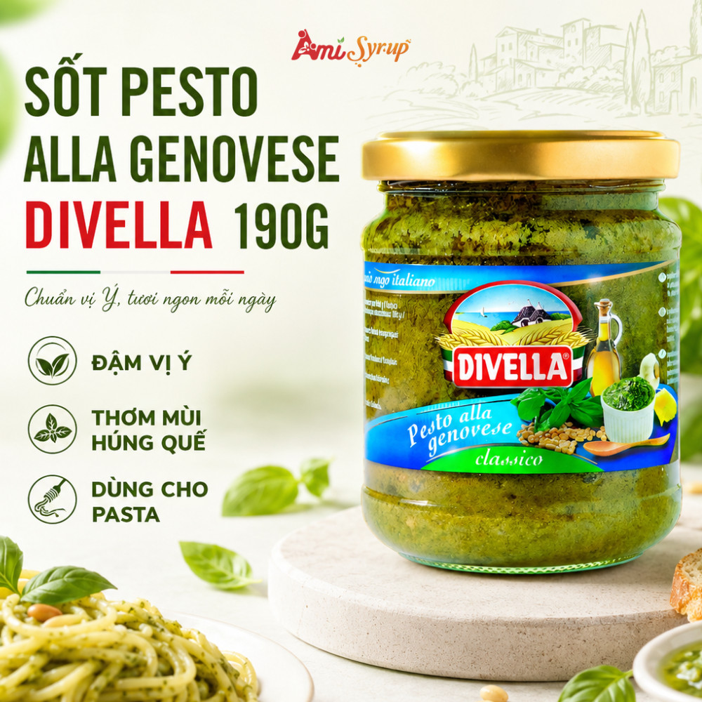 Sốt Pesto Alla Genovede Divella 190g, Thơm Ngon Tiện Dụng Cho Món Mỳ Ý Thơm Ngon