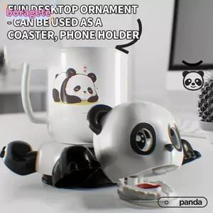 BORAGETE Đế lót ly gấu trúc đầy sao, Trang trí bàn di động Panda Coaster, Giá đỡ điện thoại nhìn vào mắt 2in1 đa chức năng