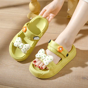 Bowknot Giày Sandal Kép Mặc Bên Ngoài Giày Sandal Hoạt Hình Dép Nữ Thời Trang Đường Phố Đế Dày Dép Hợp Thời Trang Dur