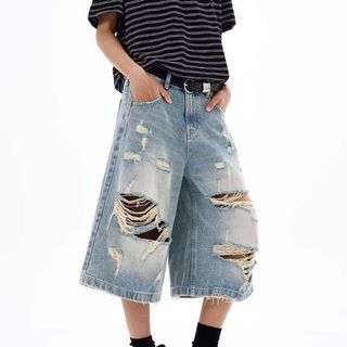 Quần crop denim rách cao cấp dành cho nam và nữ