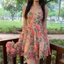 Váy yếm in hoa lưng cao, giảm béo dành cho nữ, váy ngắn chữ A