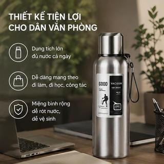 [SALE TẶNG TÚI] Bình Giữ Nhiệt Inox 316 Cao Cấp 600ml - 1200ml Giữ Nhiệt Lâu Chống Rò Rỉ An Toàn