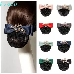 FUJIOU Hàn Quốc Bun Snood, Ballet Dancing Hairnet Nữ Kẹp Mùa Xuân Có Thể Tháo Rời Nơ Tóc Bun, Tạo Kiểu Scrunchie Pack Kẹp Tóc Đuôi Ngựa Kẹp Tóc Hairgrips Bao Lưới Tiếp Viên Hàng Không