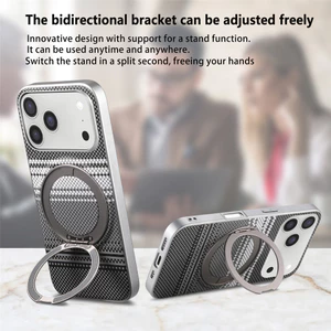 360 Chân Đế Xoay Từ Tính Sợi carbon Ốp Lưng Điện Thoại iPhone 17 Pro Max 16 Plus 15 14 13 Thoải Mái Cầm Chân Đế Bao