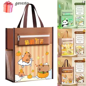 Túi hướng dẫn GAVESTO, Túi đi học Tote dung tích lớn Capybara, Túi lưu trữ nghệ thuật năm lớp bằng vải Canvas chất lượng cao Văn phòng trường học