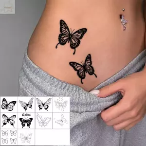 AWNGD 10 Cái / bộ Hình Xăm Tạm Thời, Miếng Dán Hình Xăm Bướm Chống Thấm Nước Lâu Dài, Sơn Thân Bướm Bóng Tối Hình Xăm Bướm Thực Tế Cho Nữ Cô Gái