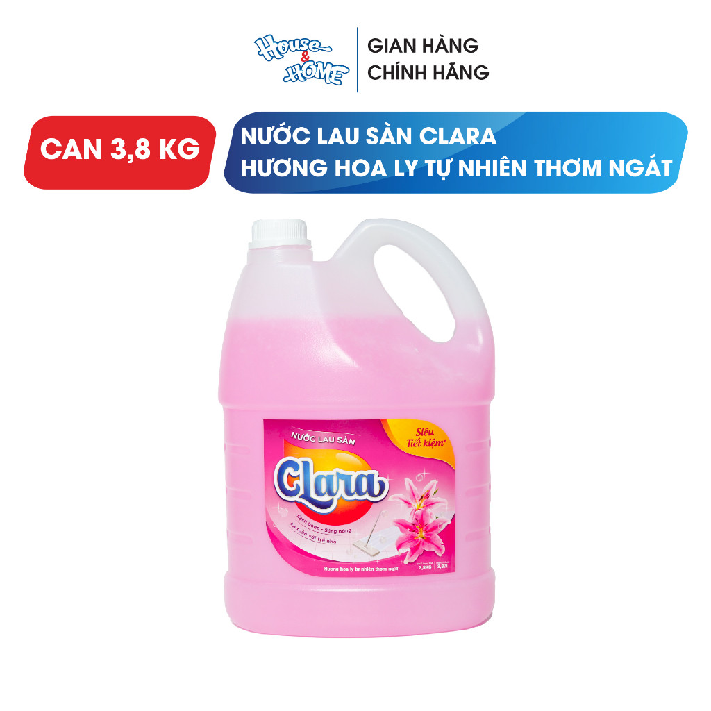 Nước Lau Sàn 𝐂𝐥𝐚𝐫𝐚 Hương Hoa Ly Can 3.8Kg NLSHL02, Nước Lau Nhà Thơm Mát Tự Nhiên, Diệt Khuẩn, Sạch Bóng Hàng Chính Hãng