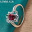 URMYLADY Hoa Bạc 925 Ruby 7-10 # Nhẫn Nữ Cưới Đính Hôn Thời Trang Quyến Rũ Trang Sức