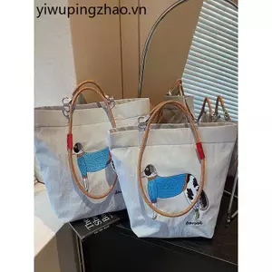 Hoạt Hình Nhật Bản Động Vật Thêu Túi Tote Nữ 2026 Phong Cách Mới Thời Trang Phù Hợp Với Túi Vải Đi Lại Túi Đeo Vai