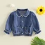 1-6 Tuổi Trẻ Em Bé Gái Mùa Thu Áo Khoác Denim Có Túi Sò Viền Thường Ngày Nút Xuống Búp Bê Cổ Áo Dài Tay