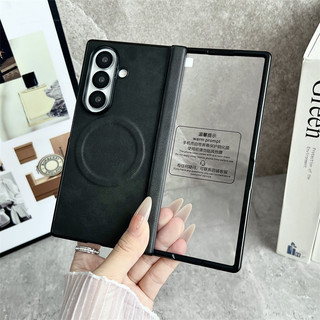 Ốp điện thoại bản lề lò xo bằng da mờ cho Samsung Galaxy Z Fold 7 Z Fold 6 Z Fold 5 Z Fold 4 / 3 Vỏ có mặt sau cứng phim phía trước