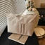 FAVORITEGOODS Túi xách sắp xếp chèn, Túi Tote nhiều túi Nylon, Túi đựng đồ trang điểm màu trơn dung tích lớn nhẹ