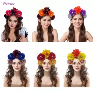 Woke Witch Rose Headband Trang phục phù thủy Halloween Skull và Dark Flower cho chương trình trực tiếp