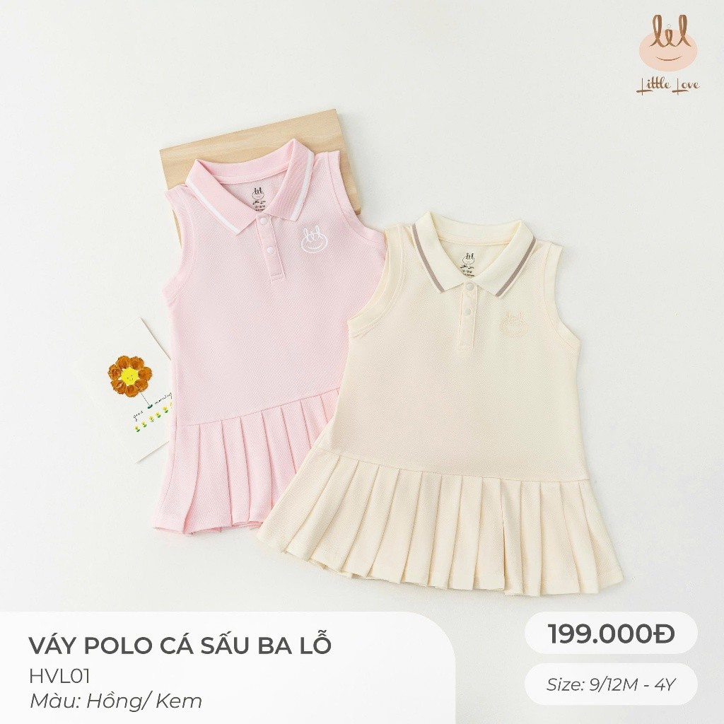 VÁY POLO VẢI THÔNG HƠI DA CÁ SẤU [ SIÊU MỀM, MÁT, MỊN  VÀ THẤM HÚT TỐT] SZ CHO BÉ TỪ 9/12M - 4Y (HVL01)