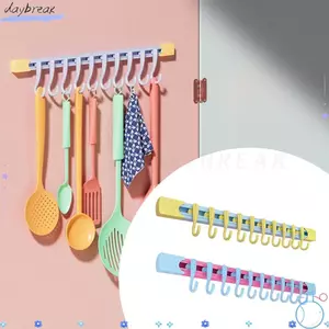 Móc treo cửa tủ bếp DAYBREAK, Móc trượt Dopamine đa chức năng Dopamine, với 10 móc treo tường Móc treo đường ray trượt Giá lưu trữ không đục lỗ cho cửa tủ
