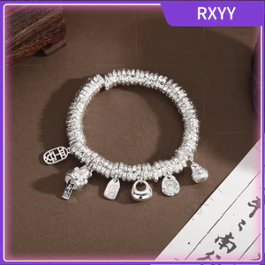 Thời Trang Mèo May Mắn Tấm Vòng Tay Quanh Co Nữ Retro Phù Hợp Với Vòng Tay Hợp Kim Đồng