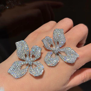 Bông tai dài tinh tế Zircon mới tua rua sang trọng