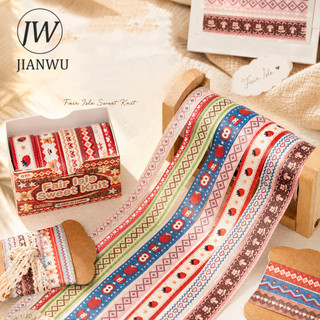 JIANWU Fair Isle Story Series Vintage Dệt Họa Tiết Phong Cảnh Chất Liệu Cắt Băng Washi Bộ Sáng Tạo DIY Tạp Chí Văn Phòng Phẩm