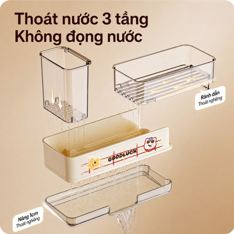 Giá Đỡ Khăn Nhà Bếp, Khay Thoát Nước, Kệ Để Đồ Rửa Chén, Thoát Nước Đa Chức Năng Bên Cạnh Bồn Rửa