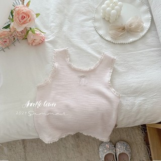 Bé Gái Nơ Thêu Nấm Cạnh Nhỏ Áo Vest Bé Gái Dễ Thương Phong Cách Phương Tây Mùa Hè Phù Hợp Với Thường Ngày Rộng Shout