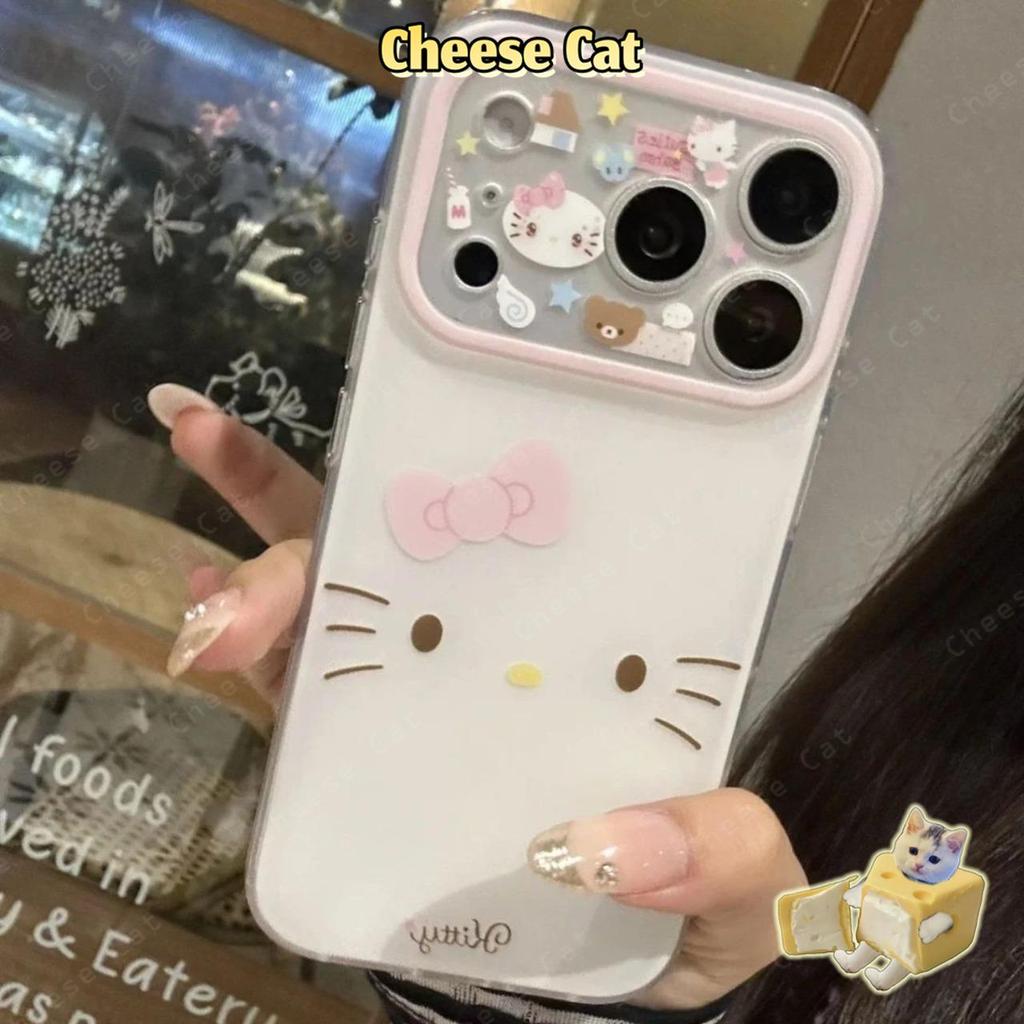 Ốp bảo vệ ống kính TPU màu hồng Melody Rabbit KT Cat TPU cho iPhone Xs 11 12 13 14 15 16 Plus 17 Pro Max XR