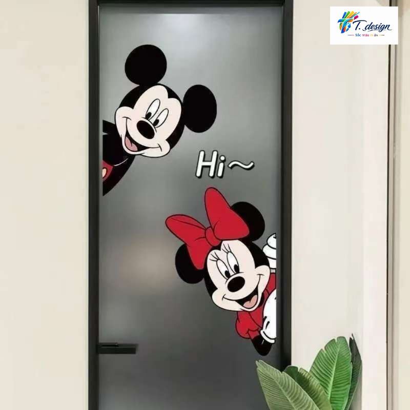 Miếng Dán Trang Trí Mèo Chuột Disney Đáng Yêu - Cặp Đôi Mickey Cá Tính cho Lối Vào