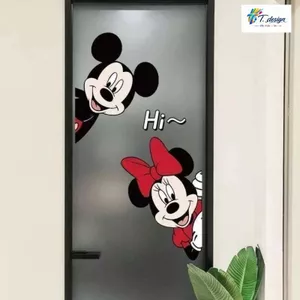 Miếng Dán Trang Trí Mèo Chuột Disney Đáng Yêu - Cặp Đôi Mickey Cá Tính cho Lối Vào