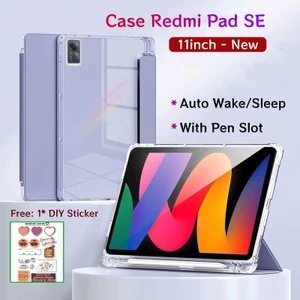 Ốp điện thoại Redmi Pad SE 11 inch có khe cắm bút Vỏ bảo vệ từ tính cho Xiaomi Redmi Pad SE có mặt sau trong suốt