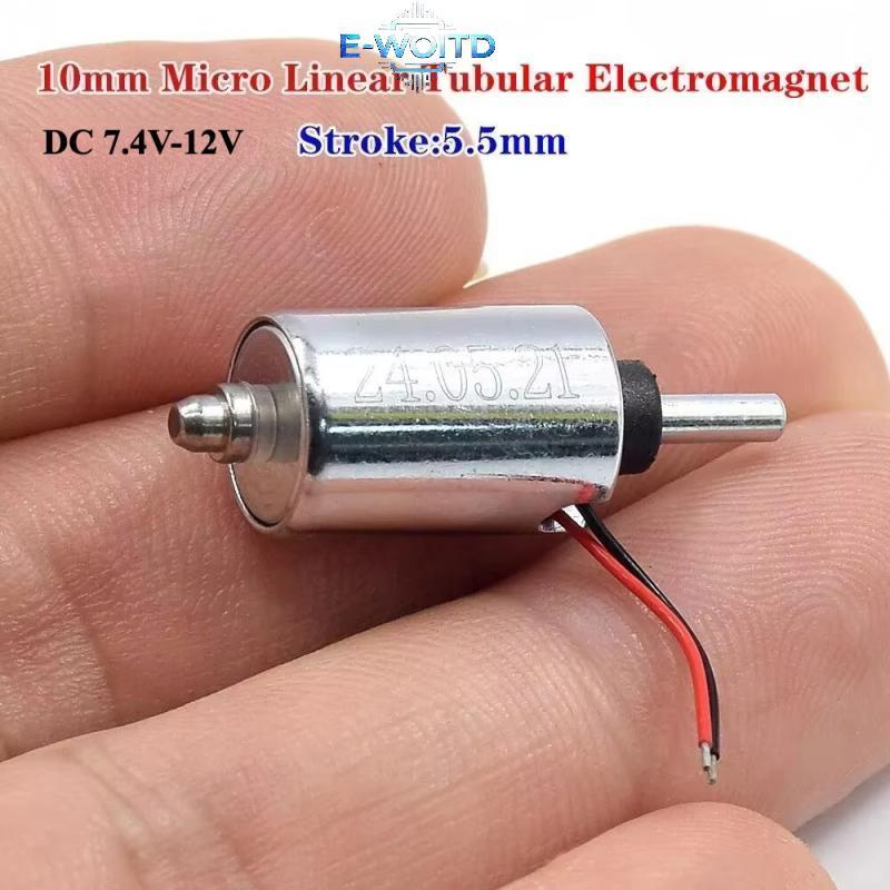 E-WOITD 1 Cái DIY Vân Tay Lo DC 7.4V 9V 12V Mini Tròn 10MM Xi Lanh Hút Đẩy-Pull Loại Tuyến Tính Từ Điện Từ E-WOITD