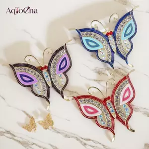 AqToCna Thời Trang Nhiều Màu Kim Cương Giả Bướm Thổ Cẩm Dành Cho Nữ Quần Áo Áo Áo Phụ Kiện Trang Sức Quà Tặng AqToCna