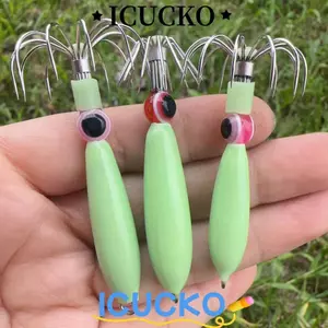 ICUCKO 10 Mồi Bạch Tuộc, 13g-89g Tay Cá Mực Móc Mắt Cá, Phong Cách Dạ Quang Mô Phỏng Gỗ Tôm Mồi Câu Cá