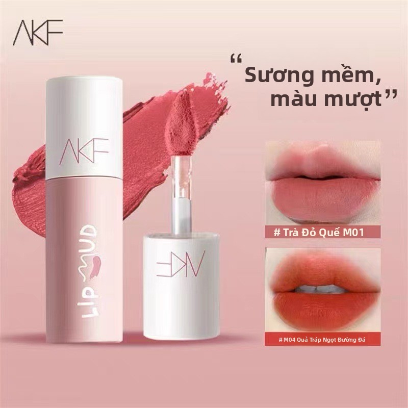 Son bóng Akf|Son môi màu khỏa thân Hàn Quốc|Son bóng môi bão hòa thấp Pseudo-Face dành cho học sinh|Cốc chống dính nhung mờ làm trắng da