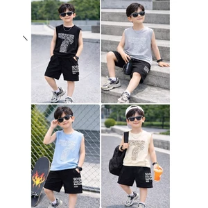 bộ ba lỗ bé trai quảng châu cao cấp loại 1 bé trai 6-9 tuổi, bộ hè bé trai áo ba lỗ 17-32kg berie