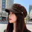 Nhíp Retro Da Lộn Mũ Nồi Cho Nữ Flat Top Newsboy Mũ Thu Đông Briti Sle Thường Ngày Có Thể Gập Lại Mũ Ấm VN