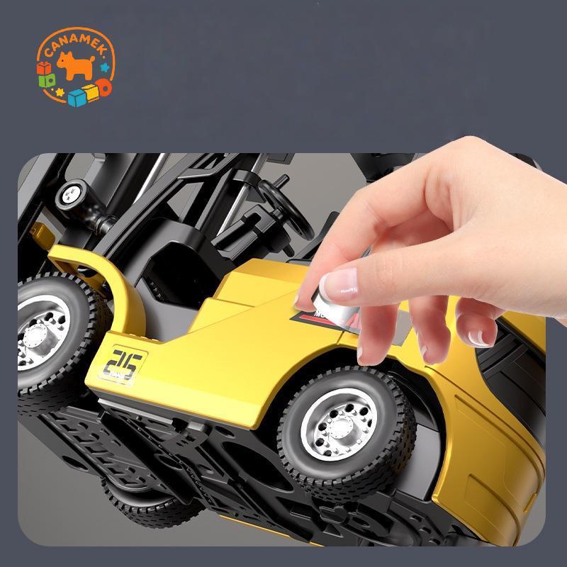 CANAMEK 1 Bộ 2.4GHz Mini Điều Khiển Từ Xa Bộ Xe Nâng Loại Mẫu Xe Đồ Chơi 1 / 64 Xe Nâng RC Hợp Kim Nhỏ Nâng Thực Sự Xoay Với Phễu Hàng Hóa Phía Sau CSF