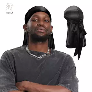 HNKMP Đuôi Dài Unisex Trưởng Thành Satin Doo Rag Durag Mũ Cướp Biển Mũ Turban Nam Hip Hop Biker Headwrap Unisex Mũ.