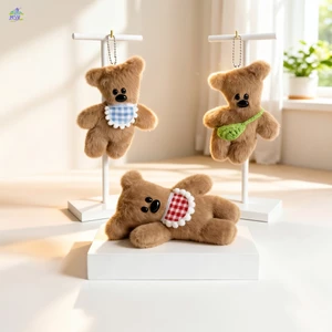 Búp bê nhồi bông hình gấu bông Squeaky - Mặt dây chuyền móc khóa dễ thương cho trẻ em Quà tặng túi đi học