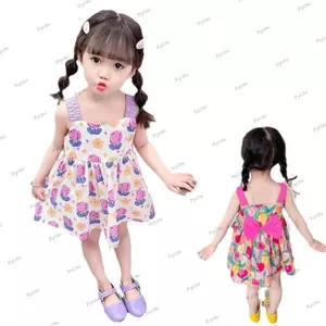 PYCOU Váy đi biển cho bé gái, Váy chữ A hoa Tulip mềm mại, Váy dạ hội thoáng khí phong cách công chúa mùa hè