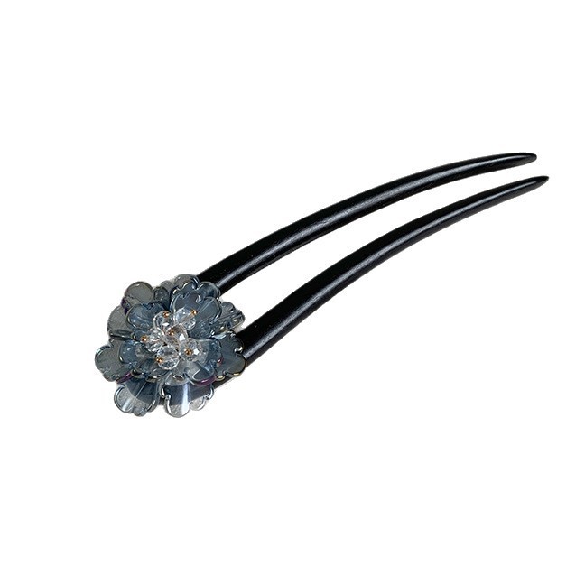 WHX Kẹp Tóc Chữ U Cổ Điển Pha Lê, Chất Liệu Mun, Phong Cách Trung Quốc