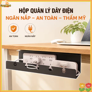 hộp quản lý dây dưới bàn khay giấu dây dễ lắp cách điện an toàn tiết kiệm không gian phù hợp bàn