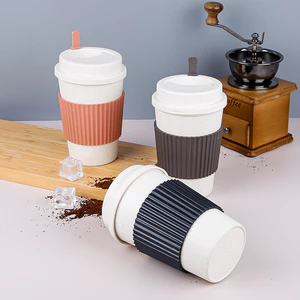 Cốc uống cà phê kèm ống hút WGRK, chất liệu rơm lúa mì, thiết kế di động, tiện dụng cho cà phê mang đi
