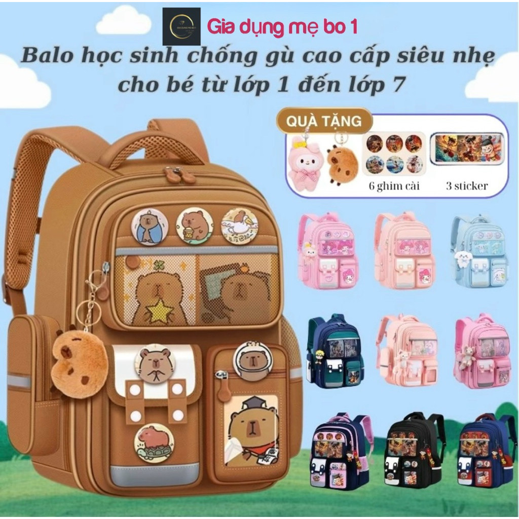 [TẶNG Quà ] Balo Capi chống gù, cặp đi học cho bé tiểu học lớp 1-6, balo học sinh chống nước