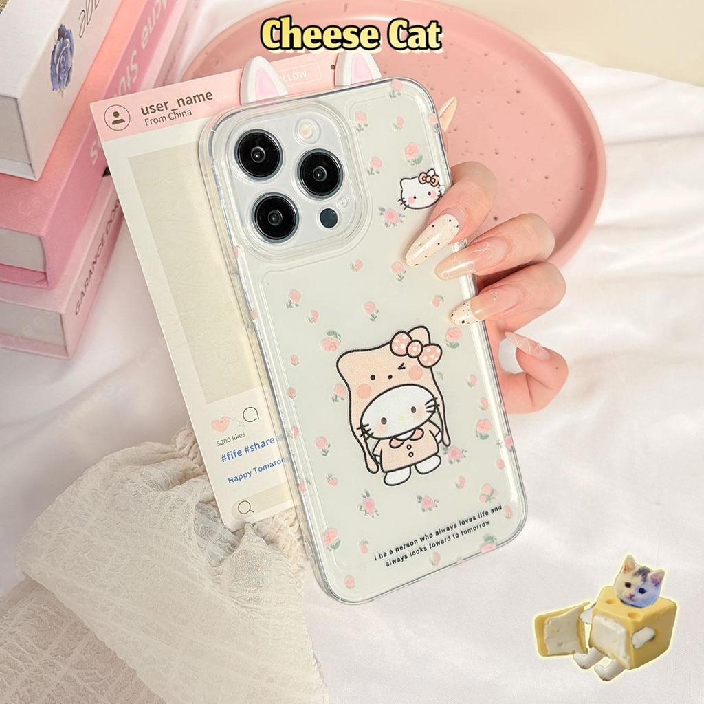 3D Tai Mèo Hoa Kitty Ốp Lưng Điện Thoại iPhone 14 13 15 16 11 12 17 Pro Max 6 7 8 Plus SE XR Xs Max