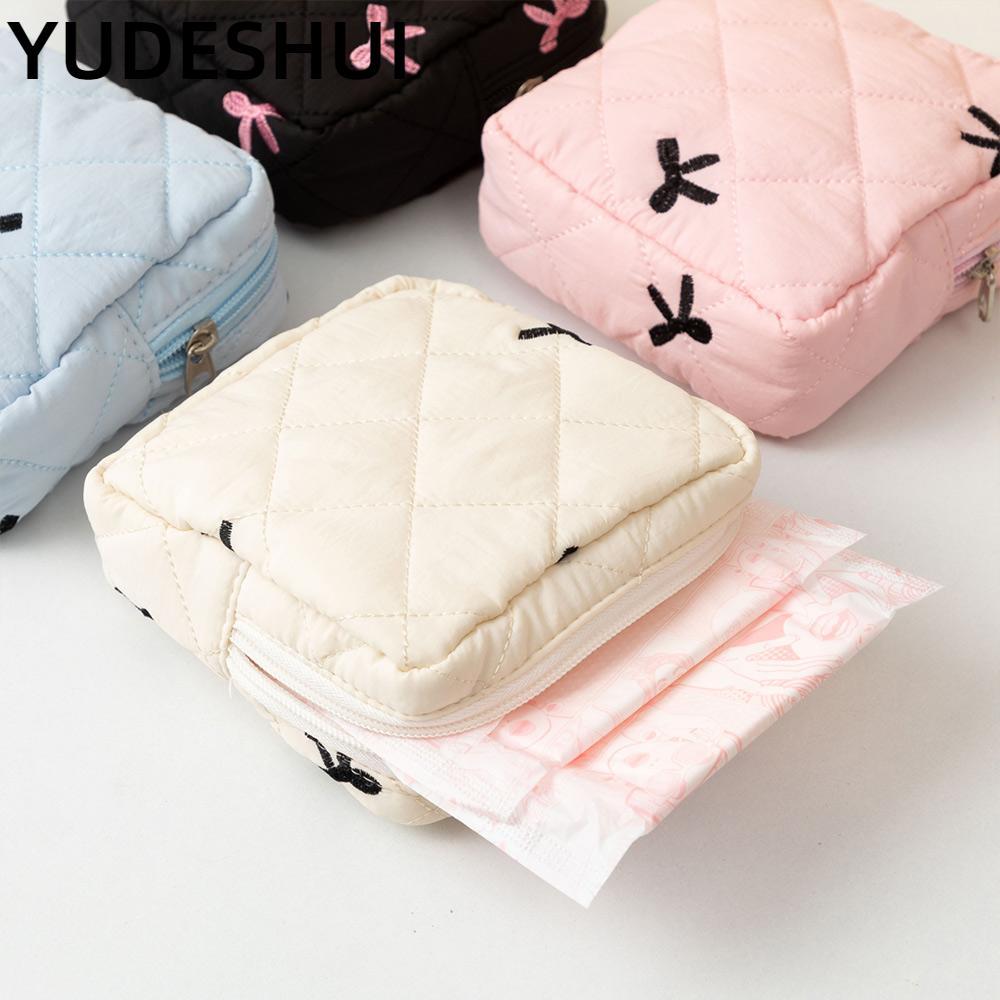 Túi đựng khăn ăn vệ sinh YudhUI, Túi trang điểm nhỏ nơ Cotton, Túi ly hợp Mini dành cho nữ
