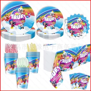 ST2 True and Rainbow Kingdom Theo Chủ Đề Trang Trí Sinh NhậtBữa Tiệc Khăn Trải Bàn bannerPaper Tấm Dùng Một Lần Bộ Đồ Ăn TS2