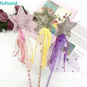 FUHUIOT Star Fairy Wand, Nhập vai Girls Wand Princess Wand, Đám cưới đầy màu sắc Dreamlike Plastic Kids Stick Wand Cosplay Đạo cụ